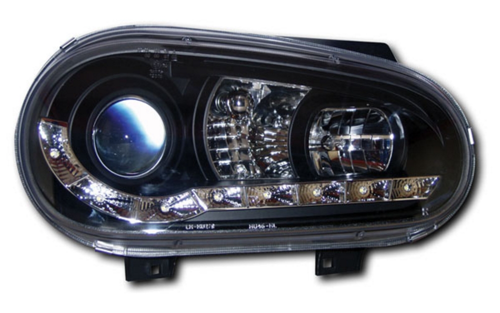 VW Golf 4 (9804) Black DRL Projector Headlights Lighting Golf Mk4