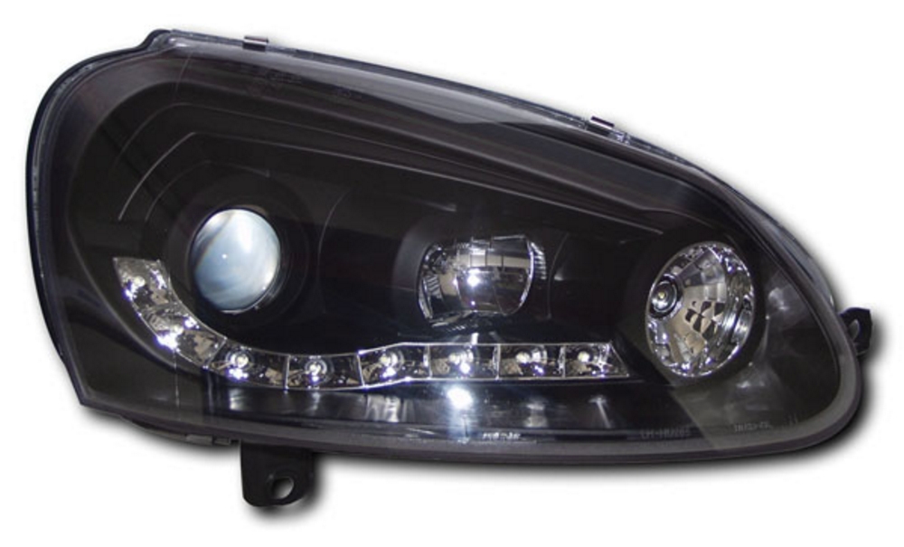 VW Golf 5 0409 Black DRL Projector Headlights Lighting Golf Mk5