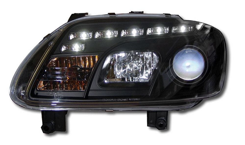 VW CADDY 05 BLACK DRL HEADLIGHTS eBay