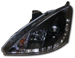 FORD Focus Mk1 (98-01) Audi R8-style LED Projector Head Lights - Black  (RHD Only)