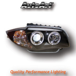 BMW 1-SERIES E81 E82 E87 E88 (04-11) BLACK ANGEL EYE HEADLIGHTS