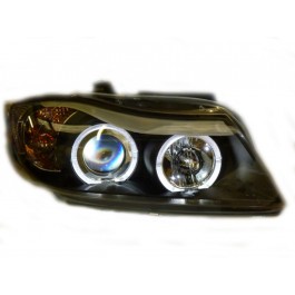 BMW 3-SERIES E90 (05-08), E91 (05-08) BLACK PROJECTOR-STYLE ANGEL EYE HEADLIGHTS