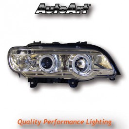 BMW X5 (98-03) HEADLIGHTS - CHROME ANGEL EYES (RHD ONLY)