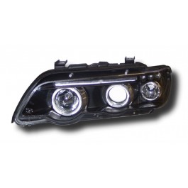 BMW X5 E53 (98-03) HEADLIGHTS - BLACK ANGEL EYES (RHD ONLY)