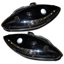 SEAT LEON 05-09/TOLEDO 05-09/ALTEA 04-09 HEADLIGHTS - BLACK DRL (RHD ONLY)