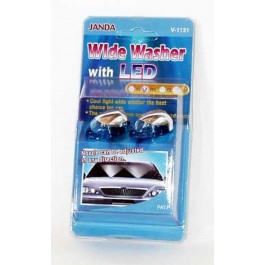 Wide Angle Windscreen Washer - Chrome with blue LED