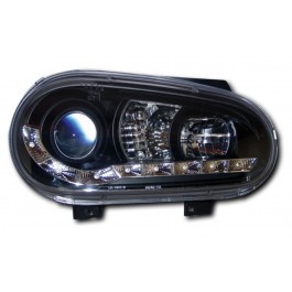 VW GOLF 4 98-02 BLACK DRL HEADLIGHTS