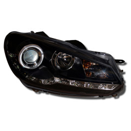 VW GOLF 6 09- BLACK DRL HEADLIGHTS