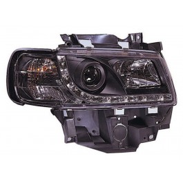 VW T4 CARAVELLE EUROVAN 94-03 BLACK DRL HEADLIGHTS