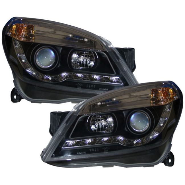 VAUXHALL ASTRA H MK5 BLACK R8 DRL STYLE HEADLIGHTS NEW