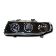 SEAT LEON (99-05)/TOLEDO HEADLIGHTS - BLACK ANGEL EYES (RHD ONLY).